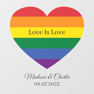 Vinilos Para Cristales Nombre personalizado Corazón arcoiris