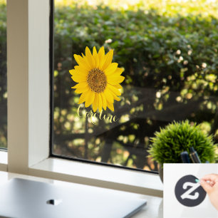 Vinilos Para Cristales Nombre personalizado de girasol amarillo brillante