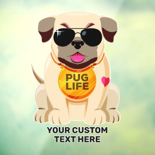 Vinilos Para Cristales Nombre personalizado de Pug Life