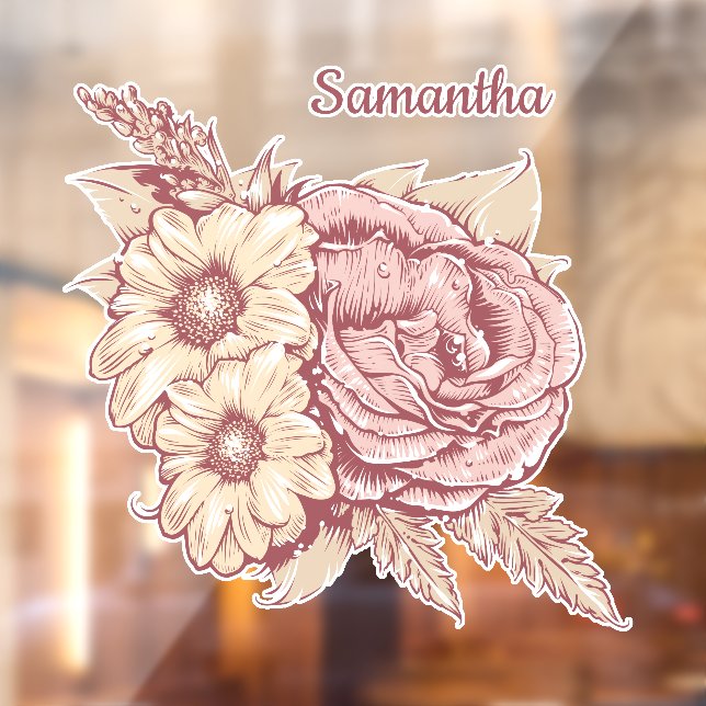 Vinilos Para Cristales Nombre personalizado del Ilustracion de flores (Hoja 2)