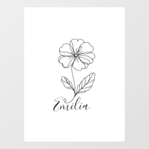 Vinilos Para Cristales Nombre personalizado Febrero primrose Nacimiento F