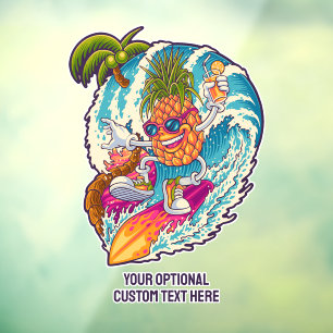 Vinilos Para Cristales Nombre personalizado Surfing Pineapple