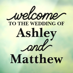Vinilos Para Cristales Nombres personalizados Bienvenidos a nuestro Boda