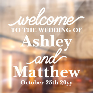 Vinilos Para Cristales Nombres personalizados Bienvenidos a nuestro Boda