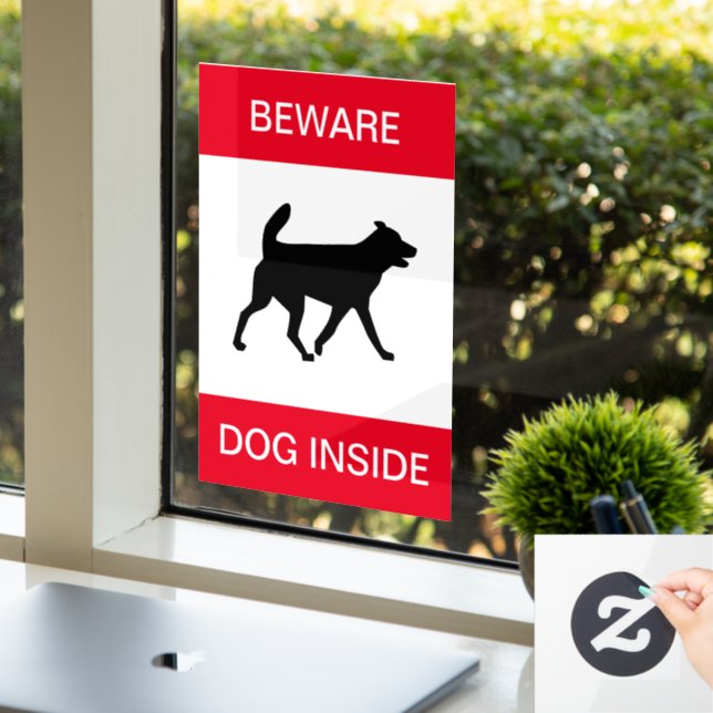 Vinilos Para Cristales ¡NUEVO! Cuidado Perro Interior - Ventana Lluvia (Oficina)