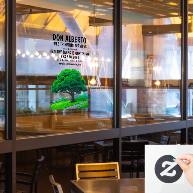 Vinilos Para Cristales Oak Tree Logo | Custom Tree Trimming Service (ventana del restaurante)