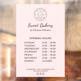 Vinilos Para Cristales Opening Hours Custom Logo Pink Bakery Business