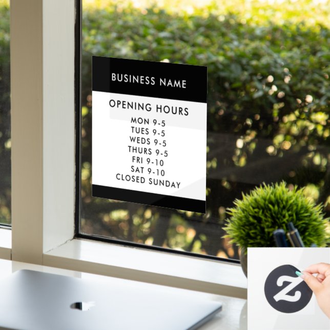 Vinilos Para Cristales Opening Hours Modern Black Custom Business Window (Oficina)