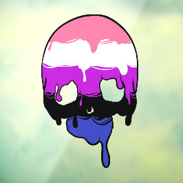 Vinilos Para Cristales Orgullo Genderfluid Cráneo Goteante