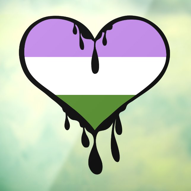 Vinilos Para Cristales Orgullo Genderqueer Corazón Goteando (Hoja 3)