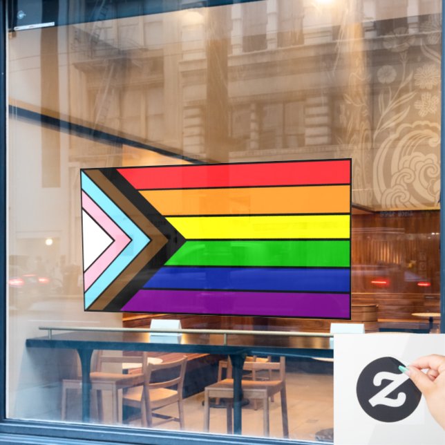 Vinilos Para Cristales Orgullo y apoyo de la bandera LGBTQIA+ (Ventana de cafetería)