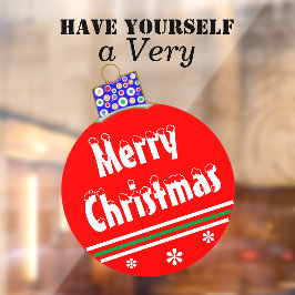 Vinilos Para Cristales Ornamento de la nieve blanca roja de los navidades