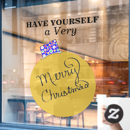 Vinilos Para Cristales Ornamento dorado Ball Feliz Navidad