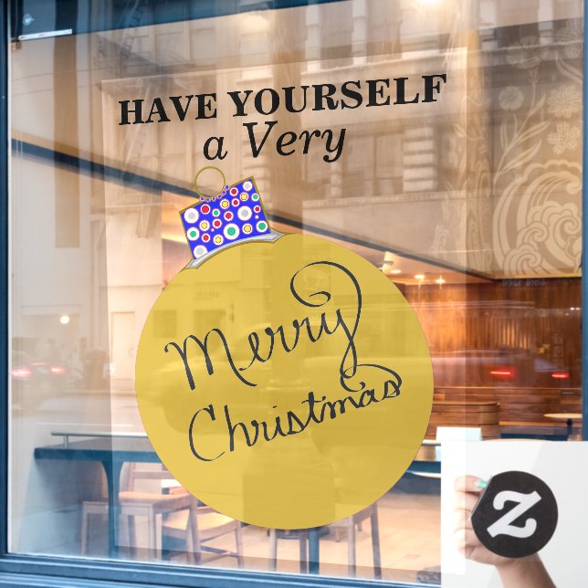 Vinilos Para Cristales Ornamento dorado Ball Feliz Navidad (Ventana de cafetería)