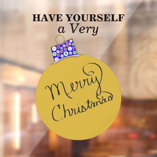 Vinilos Para Cristales Ornamento dorado Ball Feliz Navidad (Hoja 2)