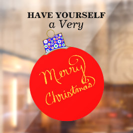 Vinilos Para Cristales Ornamento rojo de oro Ball Feliz Navidad