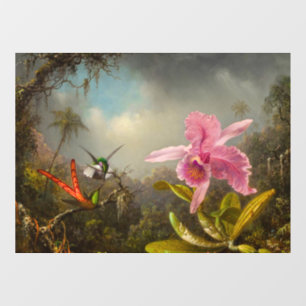 Vinilos Para Cristales Orquídea con dos Hummingbirds Heade