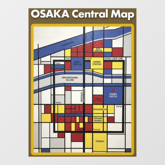 Vinilos Para Cristales OSAKA central map Piet Mondrian style (Hoja)