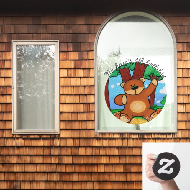 Vinilos Para Cristales Oso en el cumpleaños de pasto (Ventana de inicio)