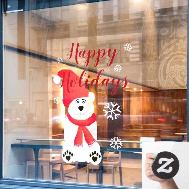 Vinilos Para Cristales Oso Polar Blanco Para Llenado De Ventanas De Vidri (Ventana de cafetería)