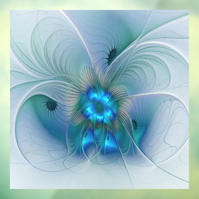 Vinilos Para Cristales Ovejas en pie, abstracto fractal turquesa azul (Hoja 3)