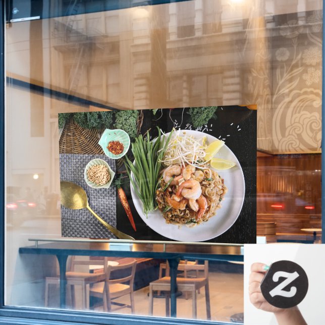 Vinilos Para Cristales Pad Thai Pad Thai Prawn Thai Food Noodle tailandés (Ventana de cafetería)