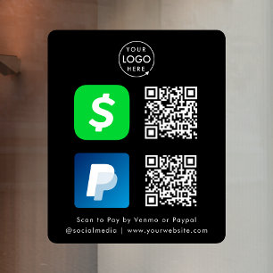 Vinilos Para Cristales Pago con Código QR   CashApp Paypal Paga con Escan