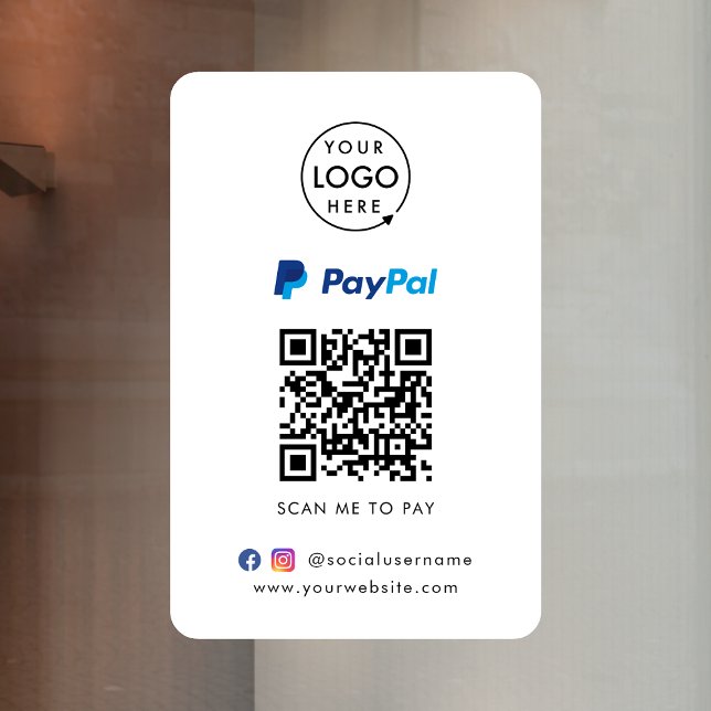 Vinilos Para Cristales Pago con código QR de Paypal | Escanee para pagar  (Interactive "scan to pay” QR code cash wrap window cling for collecting digital payment by Paypal.)