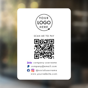 Vinilos Para Cristales Pago con Código QR Pago Zelle Paypal Logotipo Em