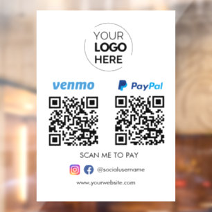 Vinilos Para Cristales Pago de código QR de Paypal Venmo Escanear para