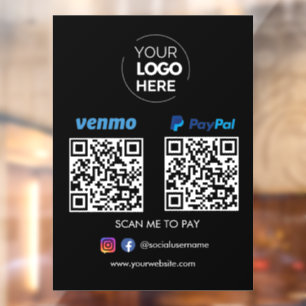 Vinilos Para Cristales Pago de código QR de Paypal Venmo Escanear para