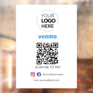 Vinilos Para Cristales Pago de código QR de Venmo Logotipo de escaneo p