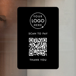 Vinilos Para Cristales Pago de código QR Logotipo negro sin contacto