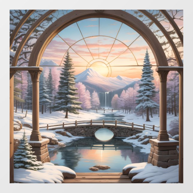 Vinilos Para Cristales Paisaje natural Lago de sol Montaña (Hoja)