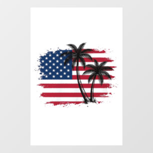 Vinilos Para Cristales Palmera Bandera Americana Patriótica Arte Vectoria
