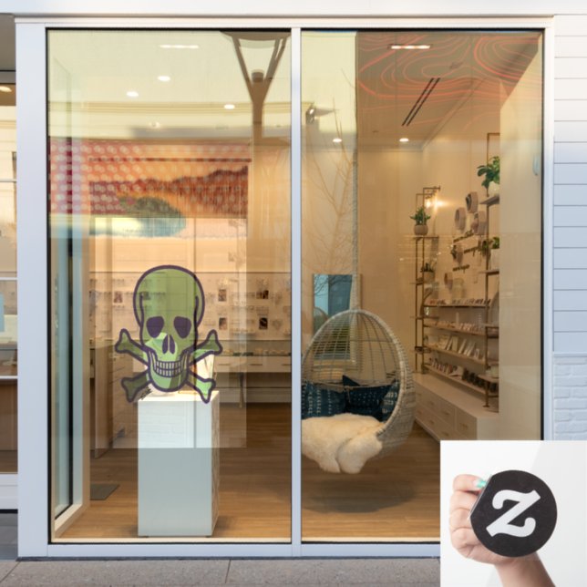 Vinilos Para Cristales Palo frontal de la ventana del cráneo verde XL (Ventana de la tienda)