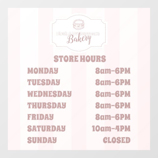 Vinilos Para Cristales Panadería de Pastel Rosa Personalizado (Hoja)