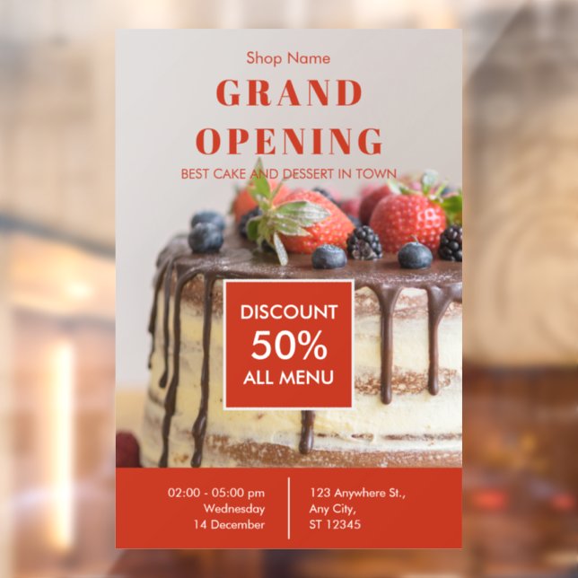 Vinilos Para Cristales Panadería de pasteles Pequeña Empresa Gran Apertur (Hoja 2)