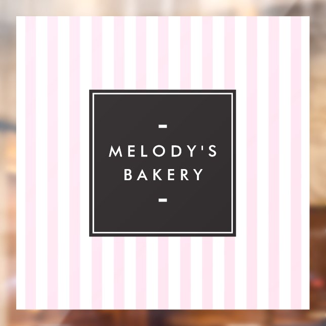 Vinilos Para Cristales Panadería de rayas blancas y rosadas retro (Hoja 2)