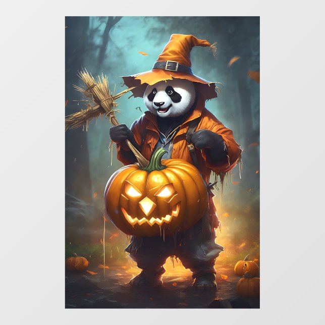 Vinilos Para Cristales Panda Scarecrow con calabazas Jack-O (Hoja)