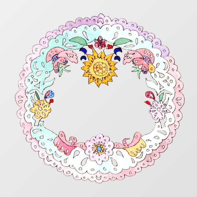 Vinilos Para Cristales Papel Picado, arte folclórico hispano (Hoja)