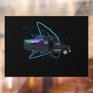 Vinilos Para Cristales Party Bus Time Neon Nightlife Window Decal