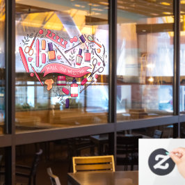 Vinilos Para Cristales Paseo por Salon Nail Walk Ins Bienvenida Corazón d