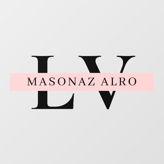 Vinilos Para Cristales Pastel Pink Initial Personalized door sign (Hoja)