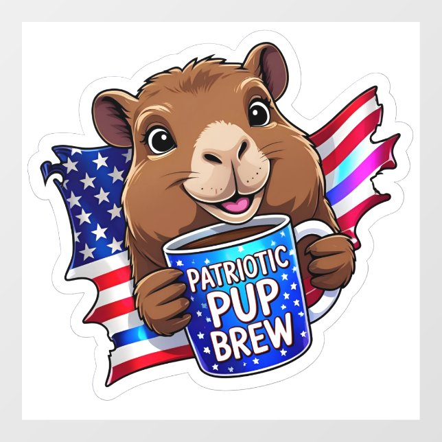 Vinilos Para Cristales Patriotic Pup Brew' Holographic GOP Decal (Hoja)