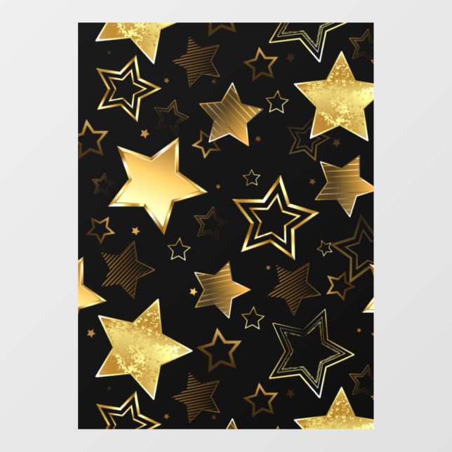 Vinilos Para Cristales Patrón continuo con estrellas doradas (Hoja)