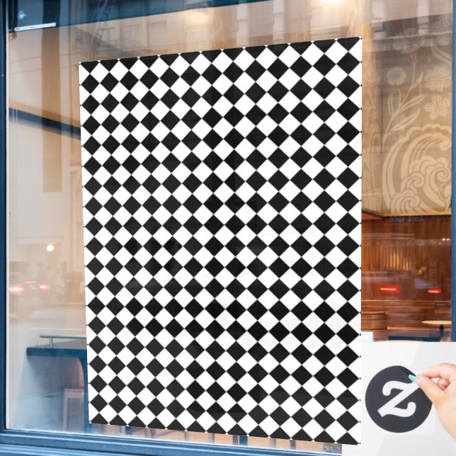Vinilos Para Cristales Patrón de Chevron Sólido Negro y Blanco (Ventana de cafetería)