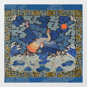 Vinilos Para Cristales Patrón de grulla china vintage: azul imperial