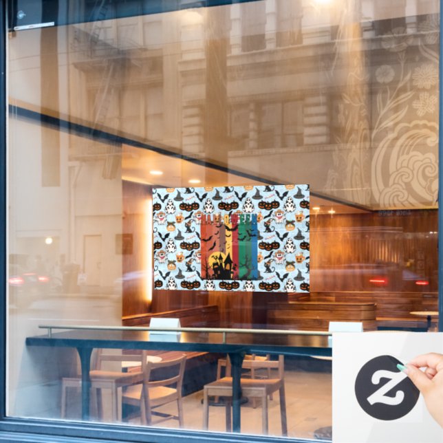 Vinilos Para Cristales Patrón de Halloween. Tonto y lindo (Ventana de cafetería)