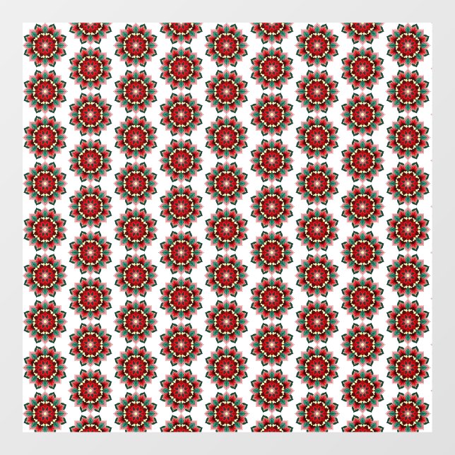 Vinilos Para Cristales Patrón de Mandala 02 en claje de ventana roja (Hoja)